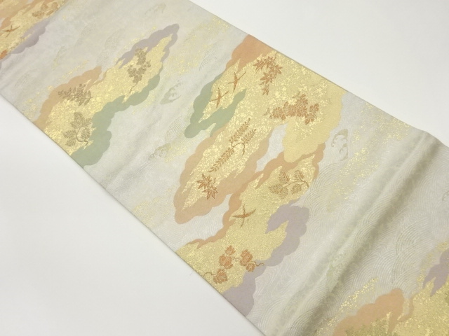 JAPANESE FUKURO OBI / WOVEN FLORAL PLANTS